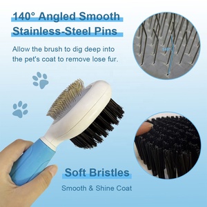 Brosse démêlante double face à poils rigides pour <span class=keywords><strong>chat</strong></span> et chien, peigne pour animaux de compagnie pour la perte de poils et le bain, vente en gros - Product Image 4