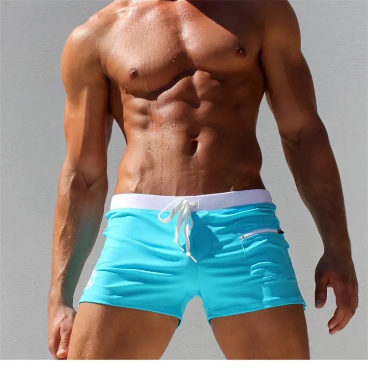 Baskılı yüksek elastik erkekler çabuk kuruyan mayo erkek mayoları şort naylon pamuk spor plaj mayo