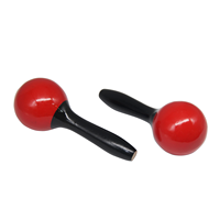 Maracas rouges brillants avec poignées noires, bords lisses, finition découpée au laser pour un son clair