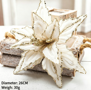 26CM Kerstbloem Rood Goud Pailletten Fluweel Simulatie Nepbloem Kerstboomdecoratie Stekken - Product Image 6