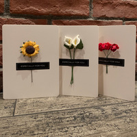 Carte de vœux créative faite à la main avec fleurs artificielles pour la fête des mères, anniversaire, remise de diplôme, enseignant - Cadeau avec enveloppe