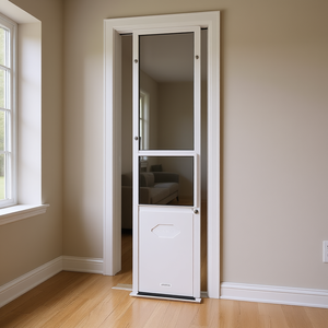 Porte coulissante en verre pour animaux de compagnie, hauteur réglable, pour chiens, 91-96 pouces, cadre en aluminium, usage intérieur, écran magnétique - Product Image 2