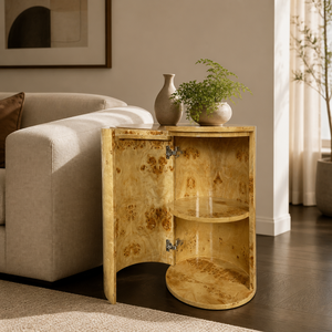 Tavolino <span class=keywords><strong>Rotondo</strong></span> Moderno Vernier <span class=keywords><strong>in</strong></span> Legno di <span class=keywords><strong>Radica</strong></span>, Arredamento per Soggiorno <span class=keywords><strong>in</strong></span> Legno Massello per Uso Domestico - Product Image 5