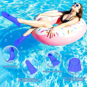 Palmes de natation complètes pour adultes avec bonnets de bain – Couleurs bleu, rouge, noir – Dureté moyenne - Product Image 3