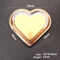 Boîte cadeau personnalisable en forme de cœur avec couvercle transparent et fond doré pour emballage alimentaire à emporter et fruits