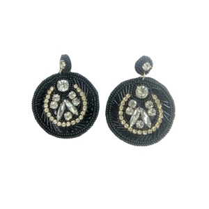 Pendientes de tuerca con cuentas de semillas hechos a mano de la mejor calidad para mujer recién llegados en color negro directo de la India a precio de mercado - Product Image 1