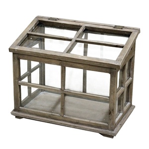 <span class=keywords><strong>Serre</strong></span> miniature en verre <span class=keywords><strong>artisanale</strong></span> de style campagnard vintage en bois FSC Luckywind - Product Image 2