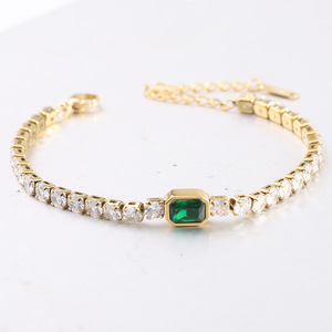 Pulseras de tenis Rinhoo de acero inoxidable 316L con circonitas, para mujer, estilo INS, ligeras, de lujo, impermeables, chapadas en oro de 18K PVD. - Product Image 5