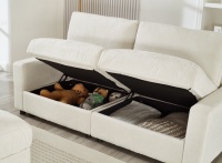 Sofá Seccional Modular en Forma de L de 2 Plazas, Minimalista, con Otomana Ahorradora de Espacio, Tapizado en Tela de Poliéster, Ideal para Salas de Estar Pequeñas