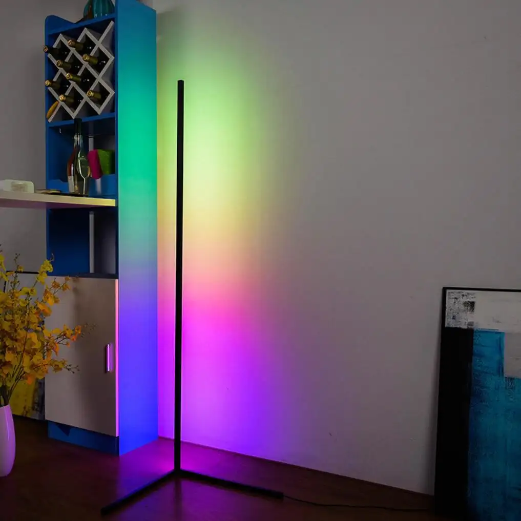 Smart App Remote Control Bedroom Atmosphere Lighting Decor Triangle Corner Standing Lights LED Floor Lamp