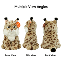 Peluche réaliste Lynx assis, mini, longue fourrure, animal sauvage, 100% polyester, accessoires d'anniversaire, vente en gros d'usine, OEM