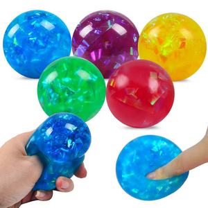 Jouets de décompression pour enfants, garçons et filles, de haute qualité, en TPR coloré, 6 cm, élastiques, avec des paillettes de cristal, en forme de boule d'eau - Product Image 3