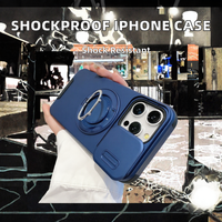 Étui de protection antichoc de luxe avec cache-objectif coulissant et chargement magnétique sans fil pour iPhone 11-17 Pro Max avec support intégré