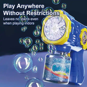 Soplador de burbujas con luz automática de 12 agujeros, pistolas de burbujas para exteriores de verano, máquina de pistola de burbujas eléctrica de engranaje barato para niños - Product Image 5
