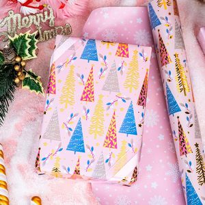 Pink Christmas <b>Wrapping</b> <b>Paper</b> 17 Inch x 33 Feet Reversible Metallic Tree Design Gift Wrap - Product Image 4