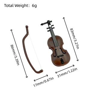 Ensemble personnalisé 3 en 1 : mini archet de violon, tabouret en bois et modèle de scène musicale pour <span class=keywords><strong>maison</strong></span> de poupée <span class=keywords><strong>à</strong></span> grain de bois simulé, pour décoration DIY, accessoire photo et fêtes - Product Image 3