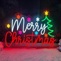 Panneau LED Néon Joyeux Noël, Décoration de Noël, Lettrage Personnalisé, Nom de Marque, Promotion Saisonnier pour Pub, Boulangerie, Salon