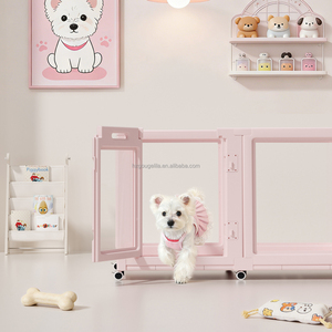 Parc <span class=keywords><strong>pour</strong></span> animaux de compagnie en acrylique avec base et roues, enclos <span class=keywords><strong>mobile</strong></span> d'intérieur <span class=keywords><strong>pour</strong></span> <span class=keywords><strong>chien</strong></span> facile à nettoyer, 48,82 x 26,77 x 34,25 pouces - Product Image 3
