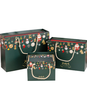 Boîte d'emballage en papier cadeau imprimée personnalisée avec ensemble de sacs de transport Ensembles d'emballage en papier pour cadeaux de Noël Boîtes et sacs avec poignée - Product Image 1