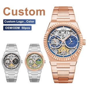 Reloj esqueleto de acero inoxidable de alta calidad, diseño de movimiento japonés, moda de lujo, logotipo personalizado, reloj mecánico automático para hombres - Product Image 1