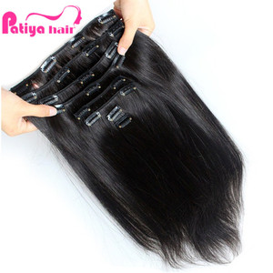 Extensions de <span class=keywords><strong>cheveux</strong></span> humains Remy naturels vierges noirs lisses à clipser Pinces à <span class=keywords><strong>cheveux</strong></span> bruts indiens en pièces pré-collées pour femmes - Product Image 2