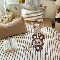 Nouveau Ins Style mignon crème glacée Bubu dessin animé imprimé motif de broderie Super doux coton lavé ensemble de literie