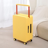 Valise trolley moderne à poignée souple en alliage d'aluminium, 20 pouces, 4 roues, avec barre de traction centrale large, en polycarbonate, étanche