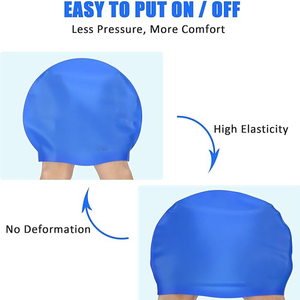 <span class=keywords><strong>Gorro</strong></span> de natación de silicona de gran tamaño para pelo largo Big Hear elástico mujeres hombres impermeable orejas protectoras - Product Image 5