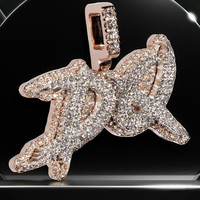 Bijoux Hip Hop Pass diamant test Moissanite S925 argent Sterling personnalisé glacé lettre nom pendentif