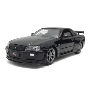 JKM Manufacturer Die Cast Model Skyline GTR Car Alloy Model Six Door Light Pullback Metal Car Model Toy