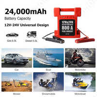 NCFKOS Démarreur de saut 24V 24000mah, batterie externe, courant de pointe 800A, booster pour voiture, camion, moto, lumière LED, véhicule d'urgence