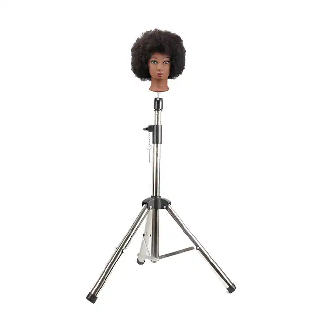 New African Maniquin Head And Stand With Adjustable Tripod