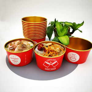 Nhà Máy Bán buôn dùng một lần in salad cốc giấy nhôm lá giấy bát vàng Thất Bại Hot thực phẩm giấy container - Product Image 4