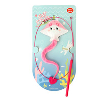 Jouet interactif pour chat en forme de poisson-diable mignon en acier inoxydable avec plumes et peluche, vente en gros