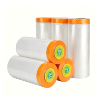 Rouleau de film de masquage PE acrylique pré-adhésif 110 m, résistant à l'eau et inscriptible – Barrière anti-poussière et anti-surpeintillage pour la protection de la carrosserie automobile