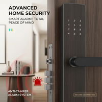 Serrure de porte intelligente avec lecteur d'empreintes digitales étanche en alliage d'aluminium pour portes en bois, stockage cloud et contrôle par application