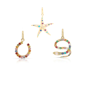 Breloque serpent multicolore Gemnel en argent sterling 925, breloques étoile et fer à cheval, bijou serpent coloré, cadeau - Product Image 1