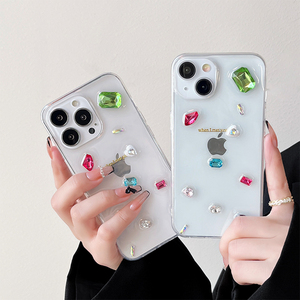 Custodia per telefono cellulare di lusso da donna coreana in stile gemma <span class=keywords><strong>trasparente</strong></span> con strass per <span class=keywords><strong>iPhone</strong></span> 17 15 16 Pro Max 13 12 <span class=keywords><strong>11</strong></span> - Product Image 1