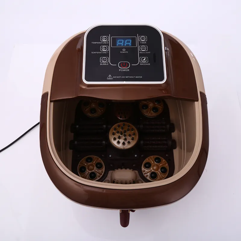 Voet Spa Bad Massage Automatische Gemotoriseerde Roller Voetbad Pijnverlichting Been Spa Massageapparaat Met Warmte