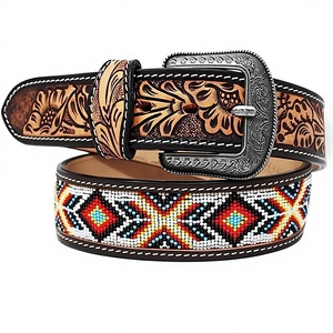 Ceinture en cuir de vachette vintage tressée carrée robuste avec boucle ardillon occidentale en acier gravé sur mesure, prête à l'expédition, très tendance - Product Image 4