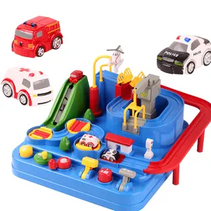 Venta al por mayor 3 años niño juguetes de tren-Juego de coches de carreras para niños, juguete educativo creativo de carreras de Thomas y macarrones, con vías de tren y ranura