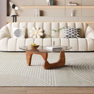 Table basse moderne et simple NKAHS avec plateau en bois d'hévéa et base en verre trempé écologique en bois massif pour salon - Product Image 3