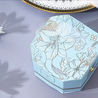 Boîte-cadeau de mariage octogonale romantique fraîche et portable de luxe personnalisée emballage de bijoux boîtes en papier pour bague de mariage vente en gros