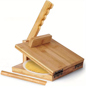 Prensa Manual Giratoria de Madera de Bambú para Masa, Rodillo para Hacer Tortillas, Empanadas, Rollitos Primavera, Chapati, Herramienta de Cocina Resistente - Product Image 1