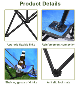 Chaises pliantes en acier et aluminium bleues et noires pour camping, pique-nique, plage et autres activités sportives – Vente en gros - Product Image 6