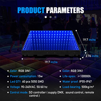 MJ 3d miroir infini carreaux de piste de danse panneau de verre dmx boîte de nuit rgb lumière led piste de danse magnétique pour fête de mariage