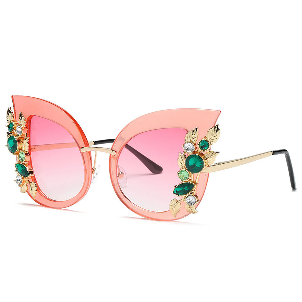 Platinum Flower Cat Eye Sunglasses UV400 Gradient Lenses Charming Flower Rhinestone Cat Eye Sunglasses - UV400 main image 4