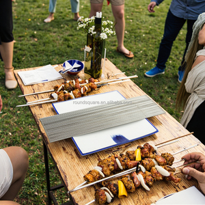 Brochetas de <span class=keywords><strong>Acero</strong></span> <span class=keywords><strong>Inoxidable</strong></span> 304 de Estilo Coreano con Mango Largo para <span class=keywords><strong>Barbacoa</strong></span>, Camping, Hornear y Cocinar, Herramientas Metálicas, Paquete de 50 Unidades - Product Image 4