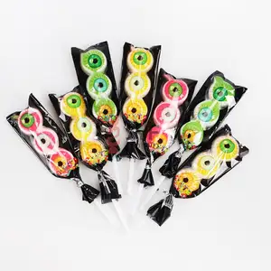 OEM funny hot sell Halloween eyeball lollipop fruit taste candy sweet