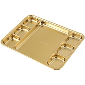 Plateau de service multi-compartiments en acier inoxydable 304 plaqué or, qualité alimentaire, pour grillades et sauces. - Product Image 5